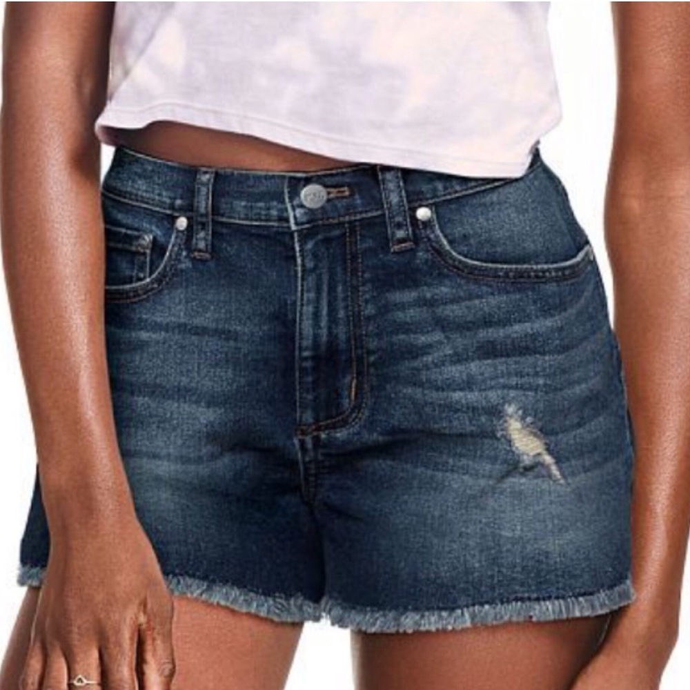 Pink Victoria’s Secret High Waisted Denim Shorts.
